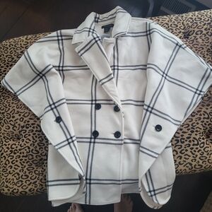 Plaid Double-Breasted Women's Cape